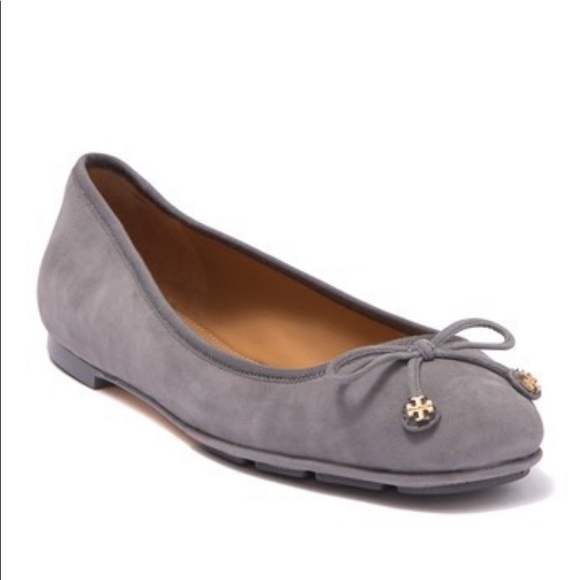 Tory Burch Shoes - TORY BURCH Laila Carbon Grey Suede Driver Ballet